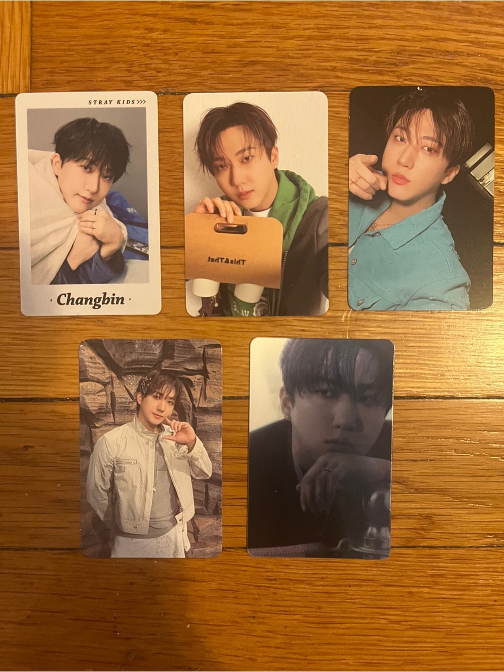 NEW! Set of 5 OFFICIAL Changbin of Stray Kids photocards (set #9)